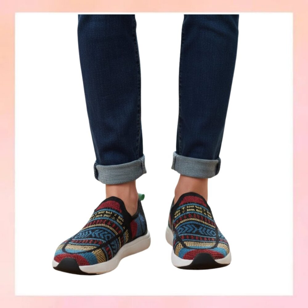 Sanuk Donna Knit Aztec Multi-Color Slip-On Sneakers - Size 8